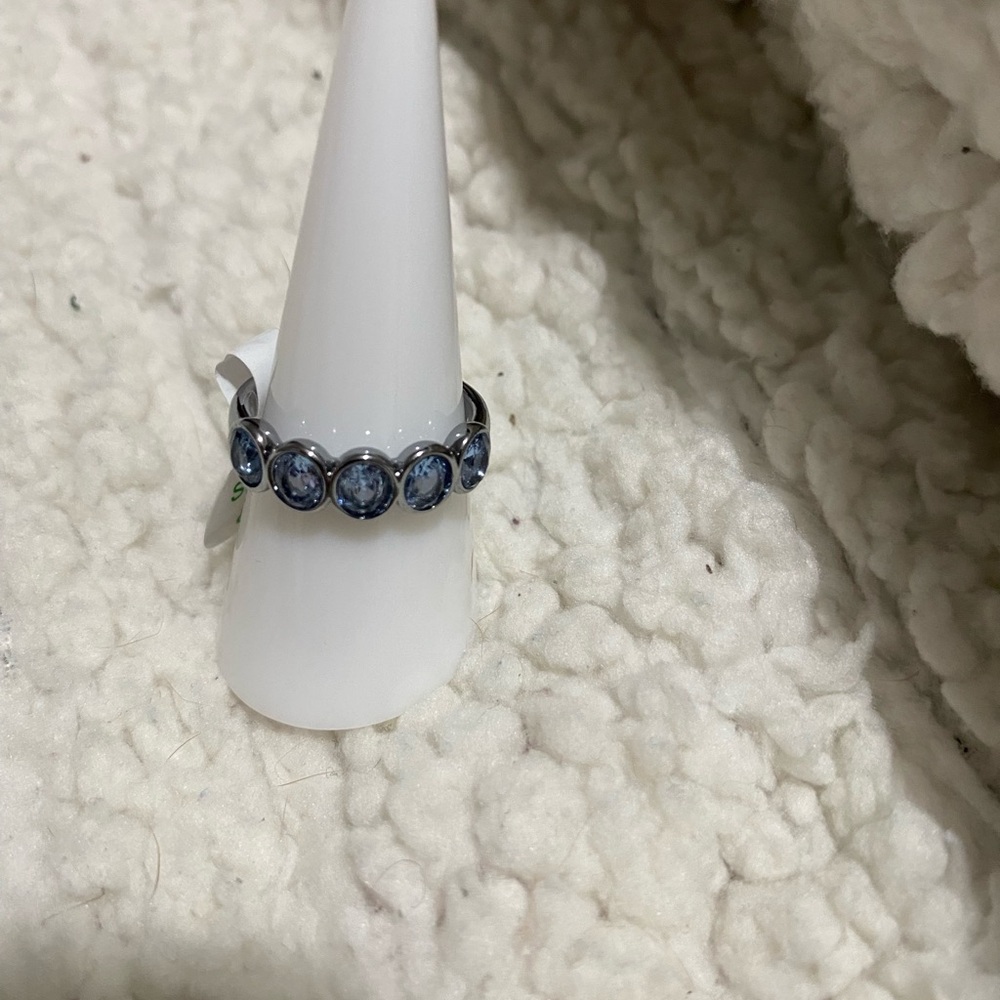 Blue Stone Bezel Set Ring - Women's Fashion Band